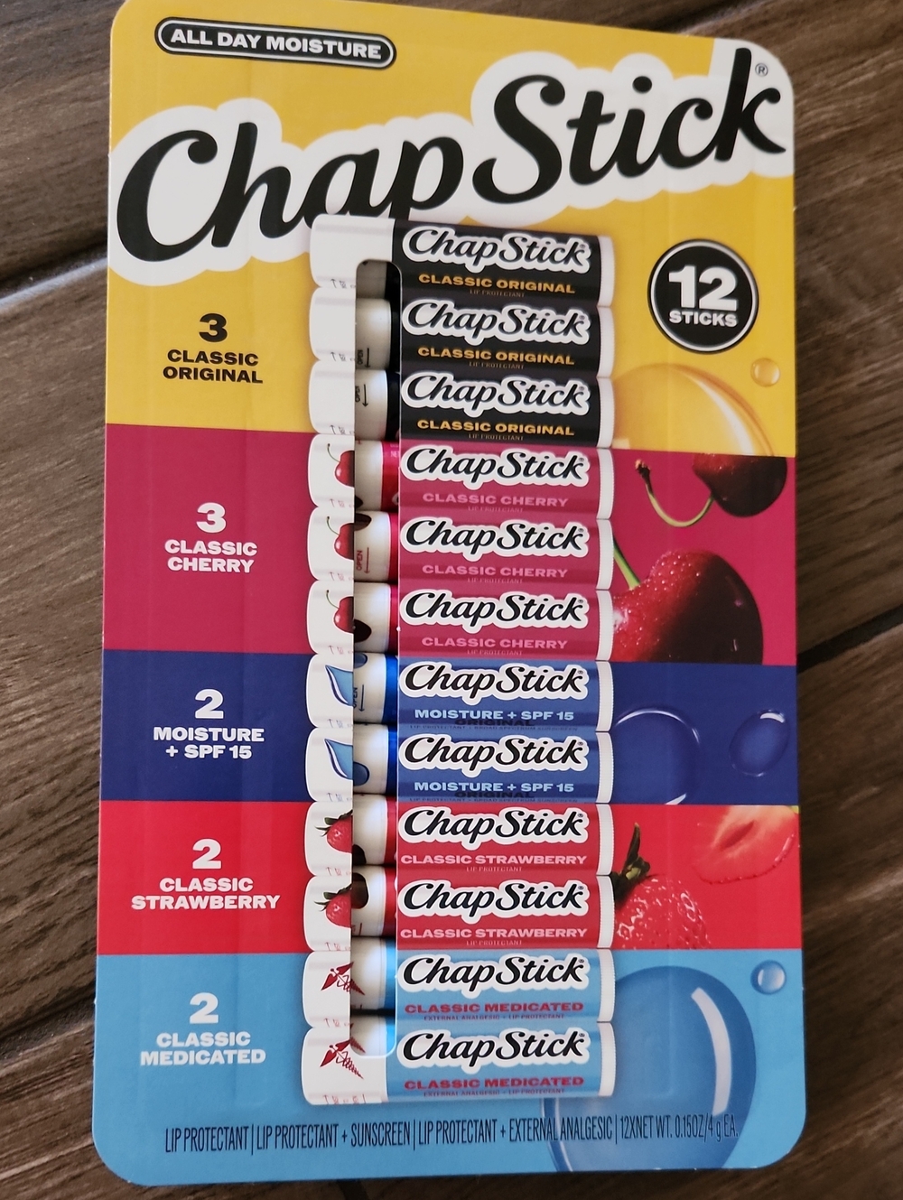 Classic & Flavored Lip Balm 12-Pack - Assorted Colors